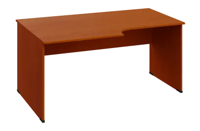 CRL 18 - 168 stůl kancelářský, rohový, levý, dřevěná podnož, deska 18 mm, široký 1600 mm, třešeň šum